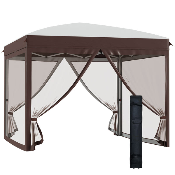 acquista Gazebo da Giardino 3x3x2,7m con Zanzariera in Acciaio e Tessuto Oxford Crema e Caffè