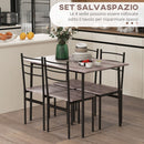 Set Tavolo Rettangolare con Sedie in MDF e Acciaio Nero e Marrone-5