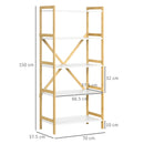 Scaffalatura a 5 Piani 70x37,5x150 cm in Bamboo e MDF Bianco-3