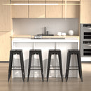 Set 4 Sgabelli Bar 43x43x76 cm con Poggiapiedi in Metallo Nero-2