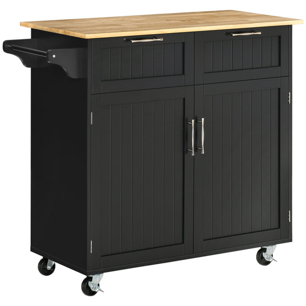 Carrello da Cucina 104x46x91 cm con Ruote in Legno Nero acquista