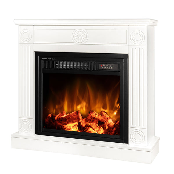 prezzo Camino Elettrico da Pavimento 73x77x21 cm Effetto Fiamma 1100W Focus & Dionis Bianco