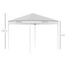 Gazebo Pieghevole da Giardino 2,45x2,45m in Acciaio e Tessuto Oxford Bianco-3