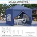 Gazebo Pieghevole da Giardino 2,95x2,95x2,58m in Acciaio e Tessuto Oxford Blu-5