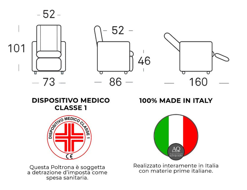 Poltrona Alzapersona Elettrica 2 Motori 73x101x86 cm Adele in Microfibra Dispositivo Medico 1 Marrone-5