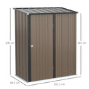 Casetta Box da Giardino 161,5x94,5x196 cm Porta Attrezzi con Catenaccio in Acciaio Marrone-3