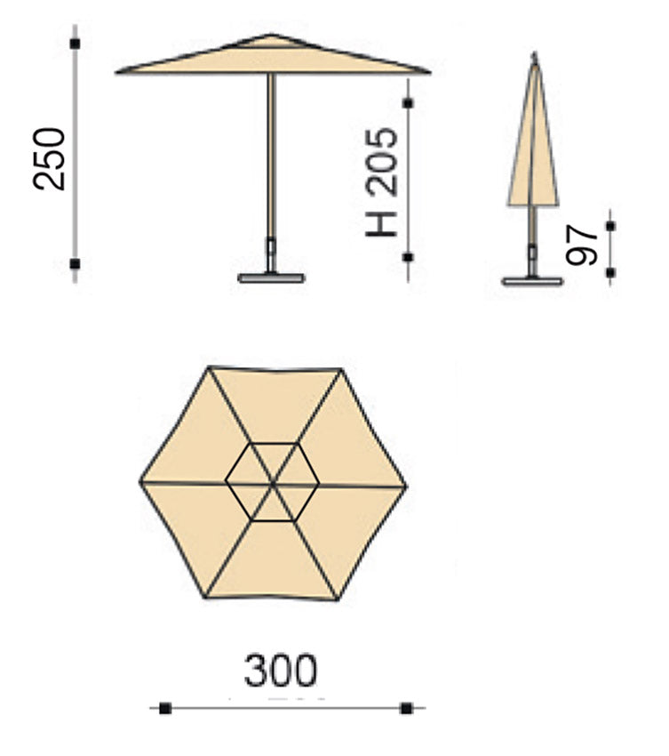 Ombrellone da Giardino Ø3 m Palo in Alluminio Tessuto Olefin Trend Nero-5