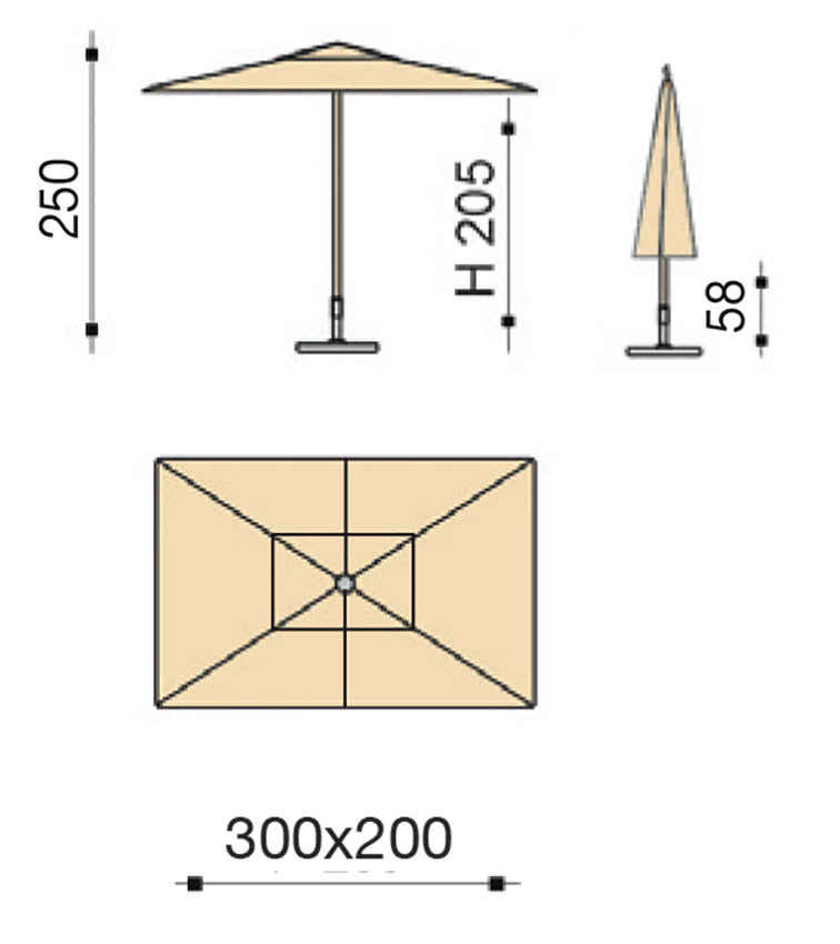 Ombrellone da Giardino 3x2m Palo in Alluminio Tessuto Olefin Trend Bordeaux-5