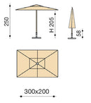 Ombrellone da Giardino 3x2m Palo in Alluminio Tessuto Poliestere Trend Ecru-4