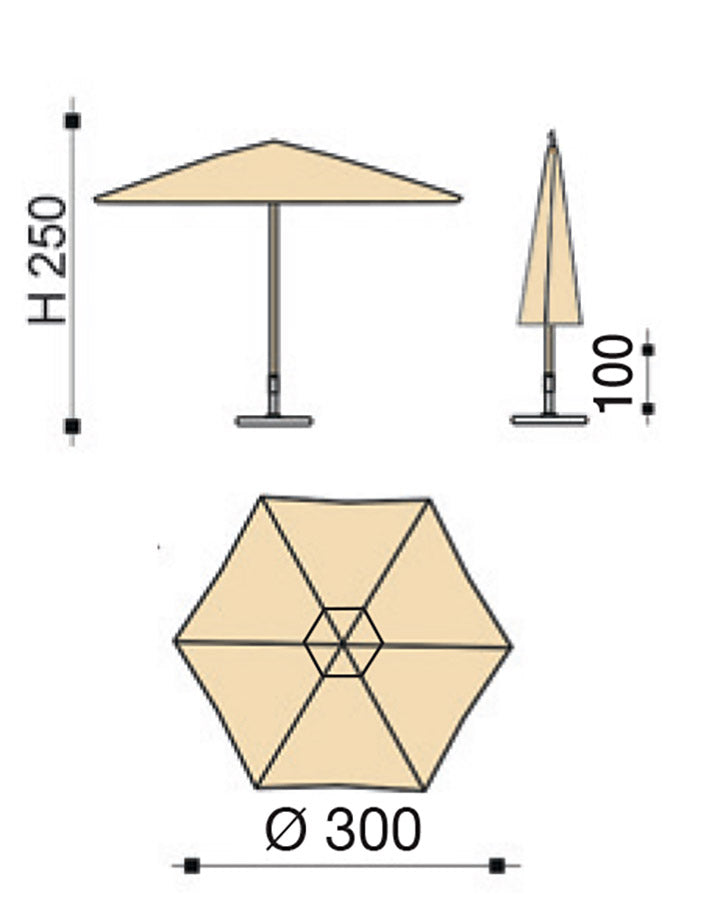 Ombrellone da Giardino Ø3 m Palo in Alluminio Tessuto Dralon Acrilico Border Taupe-5