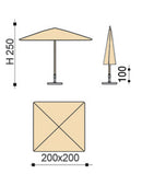 Ombrellone da Giardino 2x2m Palo in Alluminio Tessuto Dralon Acrilico Border Ecru-5