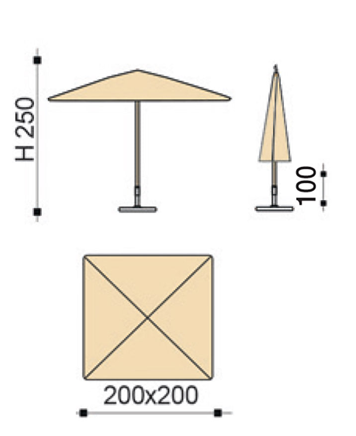 Ombrellone da Giardino 2x2m Palo in Alluminio Tessuto Dralon Acrilico Border Grigio-5