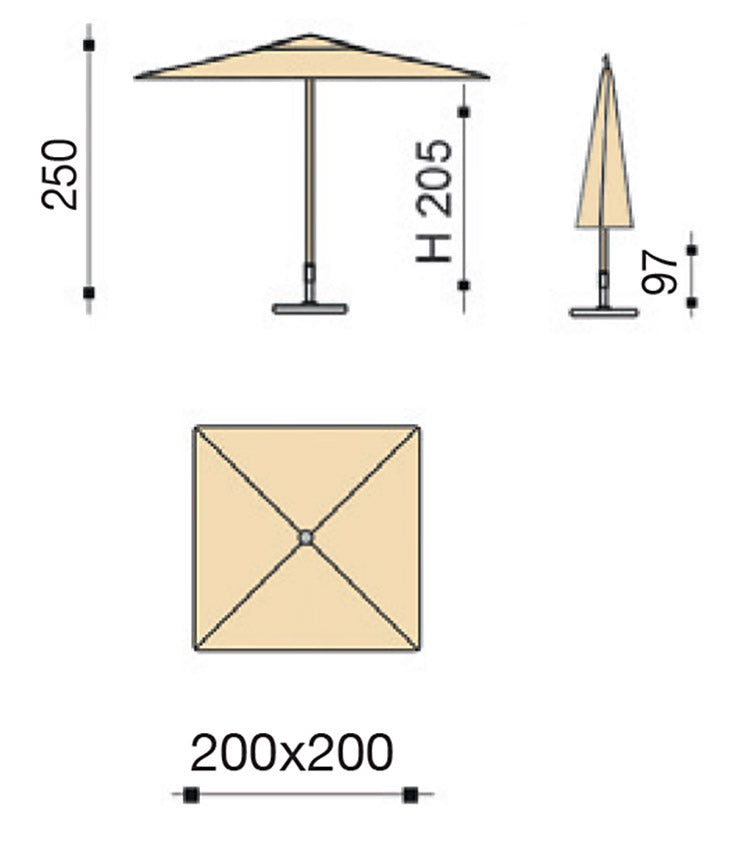 Ombrellone da Giardino 2x2m Palo in Alluminio Effetto Legno Tessuto Poliestere Trend Wood Ecru-5