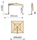 Ombrellone da Giardino Decentrato 2,5x2,5m Palo in Alluminio Effetto Legno Tessuto Poliestere Trend Wood Taupe-5