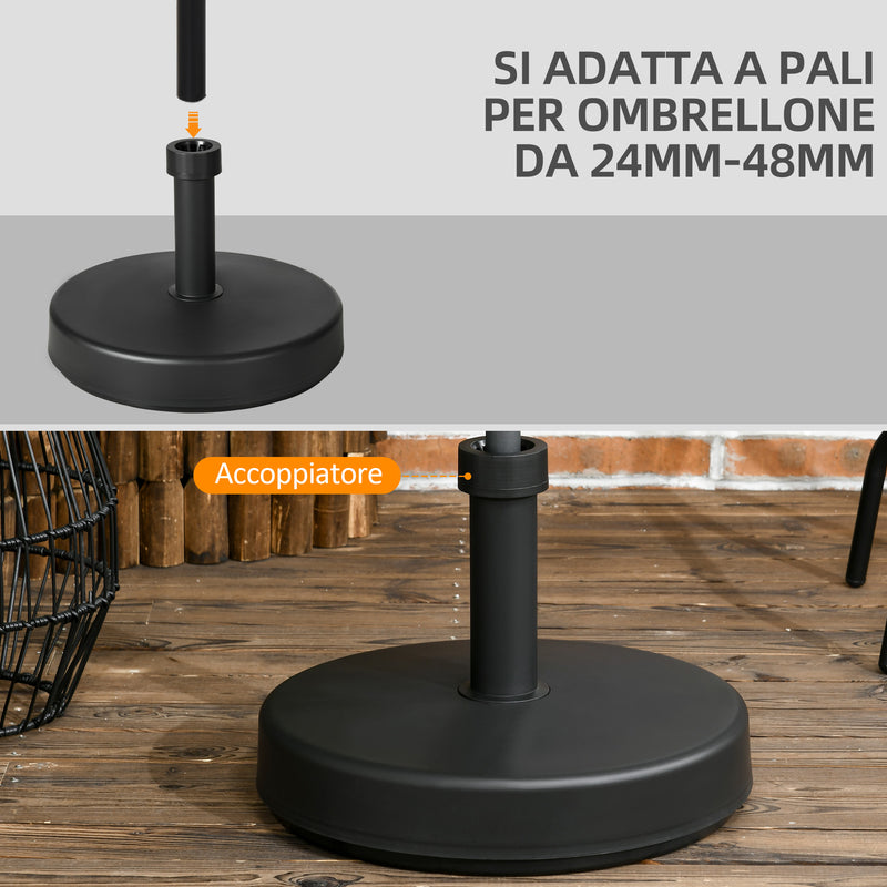 Base per Ombrellone da Giardino Ø45x33 cm Palo 24-48 mm  in Plastica Nero-5