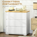 Cassettiera 3 Cassetti 70x37x75 cm in Truciolato Bianco-4