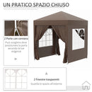 Gazebo Pieghevole 2x2m in Metallo e Poliestere Marrone-5