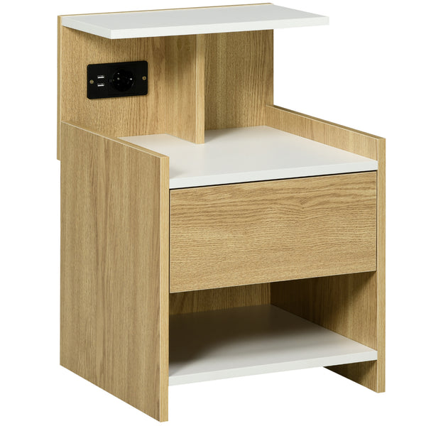 Comodino Moderno1 Cassetto 40x40x60 cm con 2 Prese USB Color Legno sconto