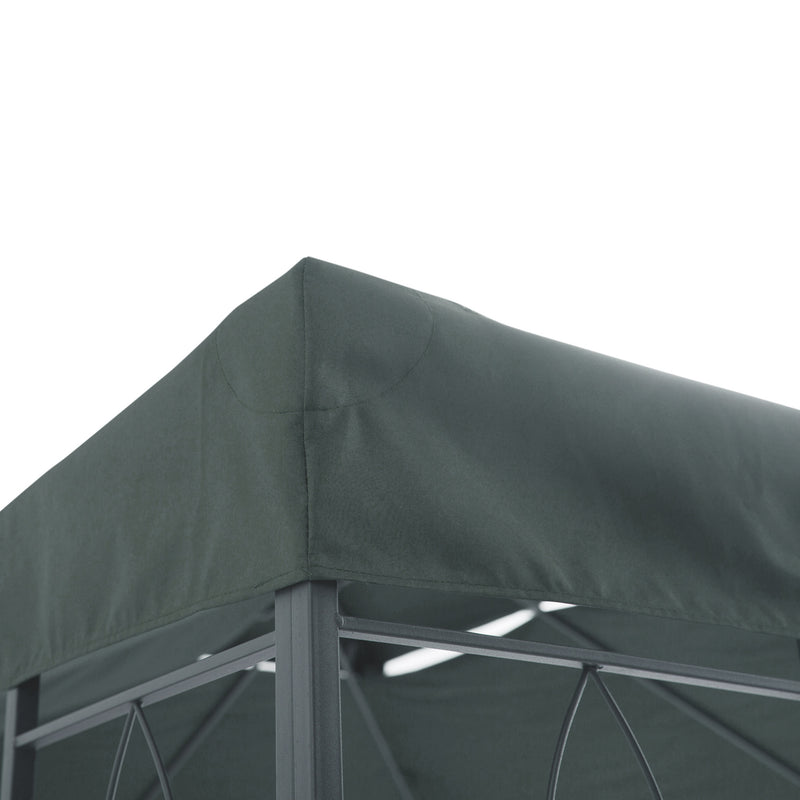 Copertura per Gazebo  a 2 Livelli  con Cinghie e 10 Fori di Drenaggio 4x3m in Poliestere Grigio Antracite-8