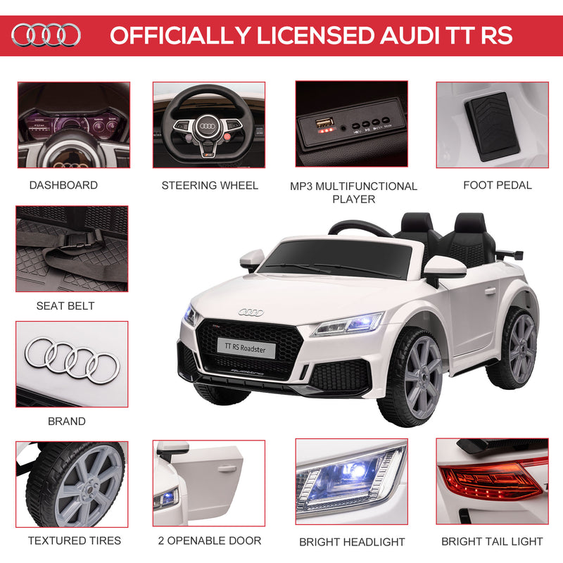 Macchina Elettrica per Bambini 12V con Licenza Audi TT Bianco-3