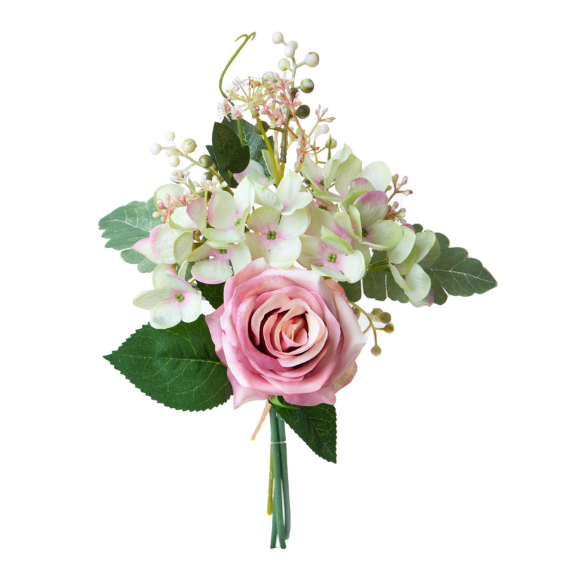 Set 3 Bouquet Artificiali con 13 Rose Gypsophila 33 cm