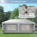 Gazebo da Giardino 5,85x2,95x2,7m in Acciaio e Poliestere Bianco-7