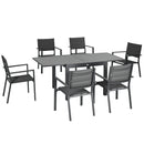 Set Tavolo Allungabile e 6 Sedie da Giardino in Alluminio Grigio-1