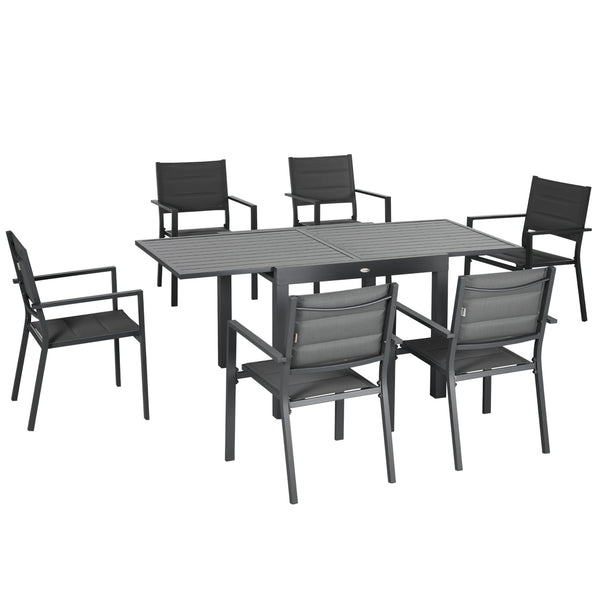 Set Tavolo Allungabile e 6 Sedie da Giardino in Alluminio Grigio acquista