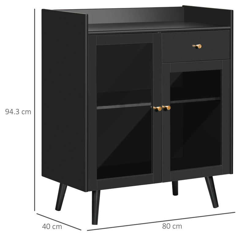 Armadietto 2 Ante con Ripiano Regolabile e Spazi Aperti 80x40x94,3 cm in  MDF e Legno Nero – acquista su Giordano Shop