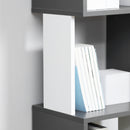 Libreria Moderna Salvaspazio a 5 Ripiani 33x28x161 cm in Legno Grigio e Bianco-7