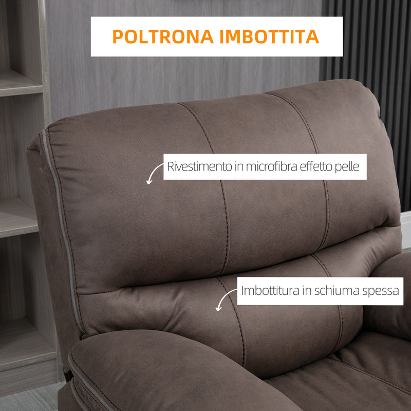 Poltrona Relax Manuale Reclinabile 97x99x96 cm  in Tessuto Marrone-5