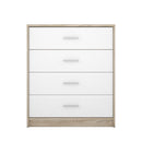 Comò cassettiera Nepo 4 cassetti 80 cm rovere sonoma bianco-1