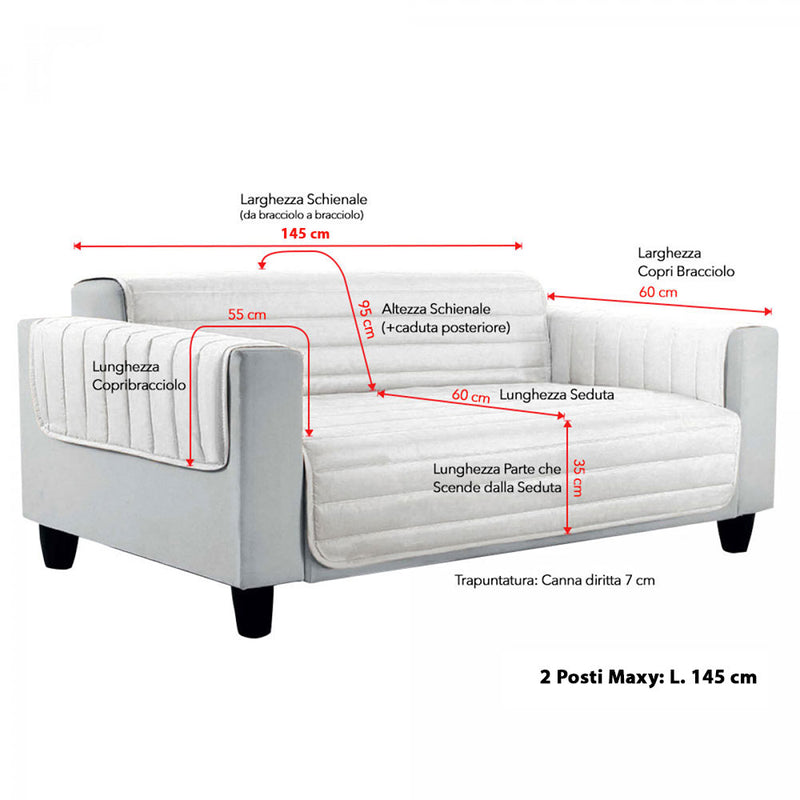 Copridivano Trapuntato in Microfibra Doubleface Bianco/Bianco 2 Posti Maxy -2