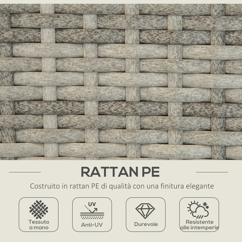 Lettino Prendisole da Giardino 60x200x40 cm in Rattan PE Grigio-4