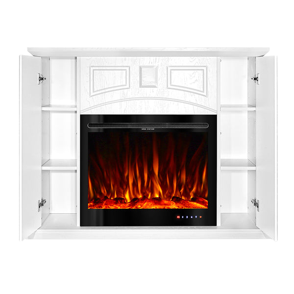 sconto Camino Elettrico da Pavimento 105x135x32 cm Effetto Fiamma 1500W Toulouse & Colorado Bianco