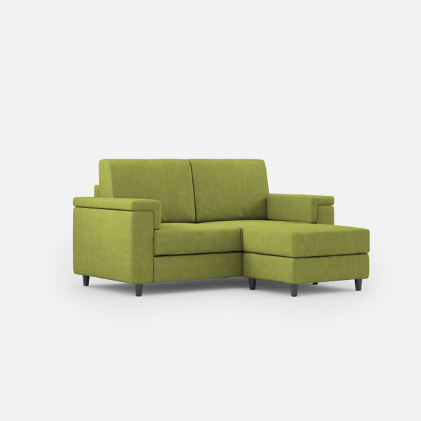 Divano 2 Posti con Pouf 168x145x85 cm Marrak in Tessuto Verde sconto