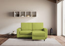 Divano 2 Posti con Pouf 148x155x85 cm Sakar in Tessuto Verde-2