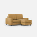 Divano 2 Posti con Pouf 148x155x85 cm Sakar in Tessuto Ocra-1