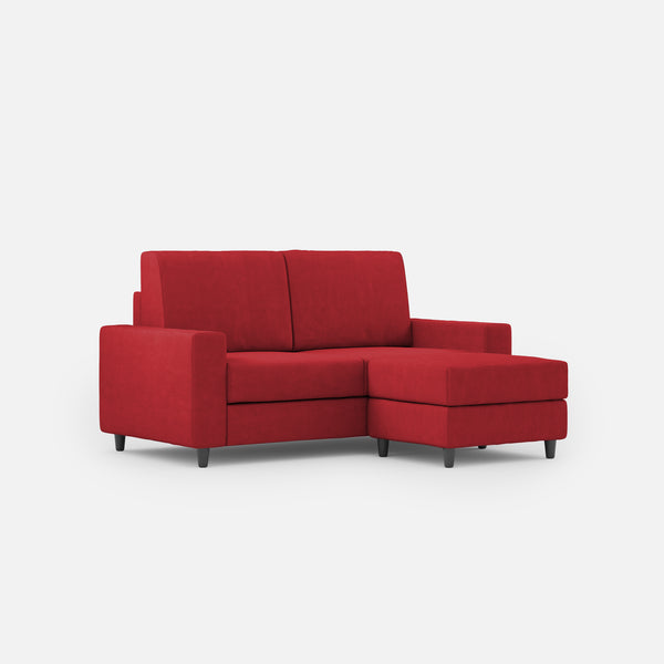 sconto Divano 2 Posti con Pouf 148x155x85 cm Sakar in Tessuto Rosso