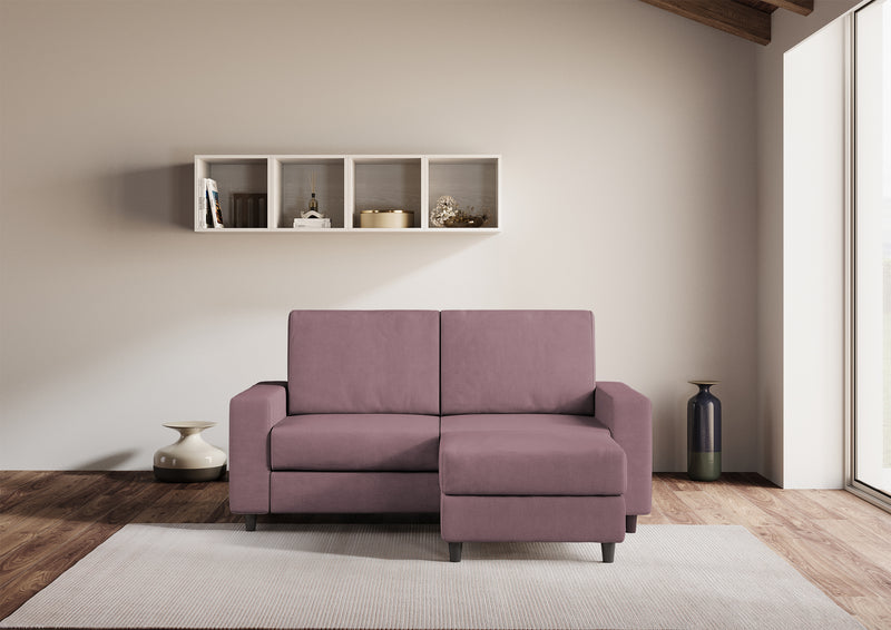 Divano 2 Posti con Pouf 148x155x85 cm Sakar in Tessuto Prugna-2