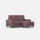 Divano 2 Posti con Pouf 148x155x85 cm Sakar in Tessuto Prugna