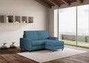 Divano 2 Posti con Pouf 168x145x85 cm Sakar in Tessuto Avio-3