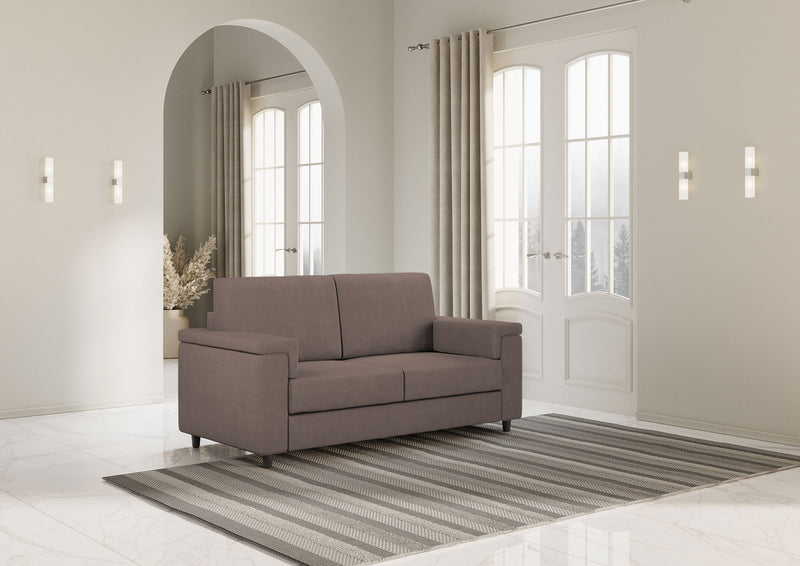 Divano 2 Posti con Pouf 148x155x85 cm Marrak in Tessuto Grigio