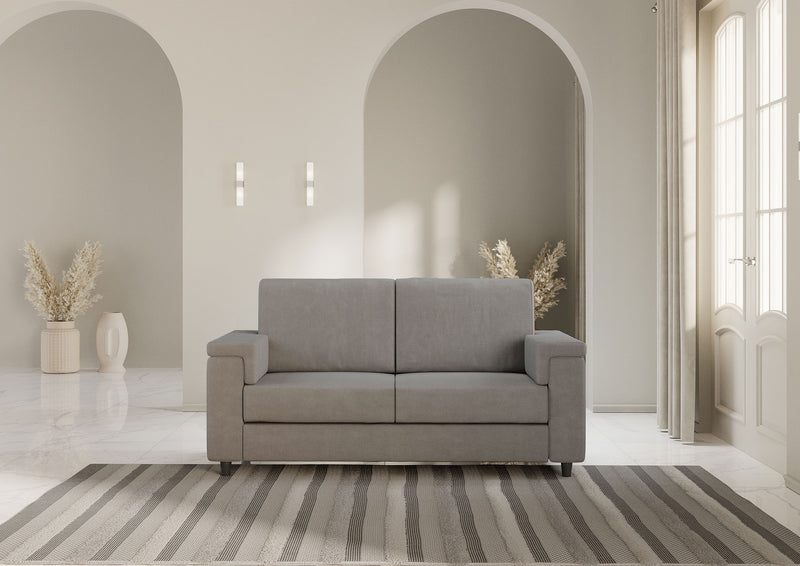 Divano 2 Posti 148x85x85 cm Marrak in Tessuto Grigio-2