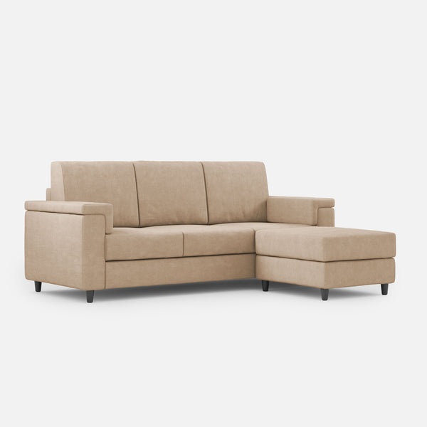 sconto Divano 3 Posti con Pouf 208x155x85 cm Marrak in Tessuto Beige