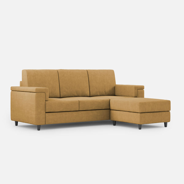 Divano 3 Posti con Pouf 208x155x85 cm Marrak in Tessuto Ocra online