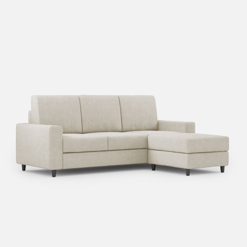 Divano 3 Posti con Pouf 208x155x85 cm Sakar in Tessuto Latte-1