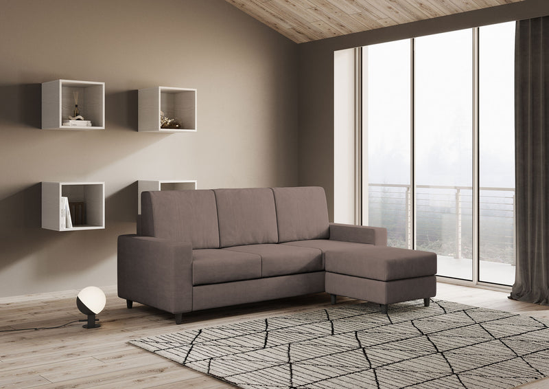 Divano 3 Posti con Pouf 208x155x85 cm Sakar in Tessuto Talpa-3