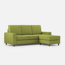 Divano 3 Posti con Pouf 208x155x85 cm Sakar in Tessuto Verde-1