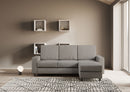 Divano 3 Posti con Pouf 208x155x85 cm Sakar in Tessuto Grigio-2